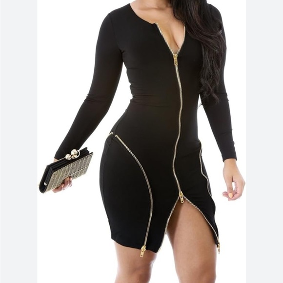 Goodtime Triple Zip Casual Dress Size M Black - Picture 1 of 6